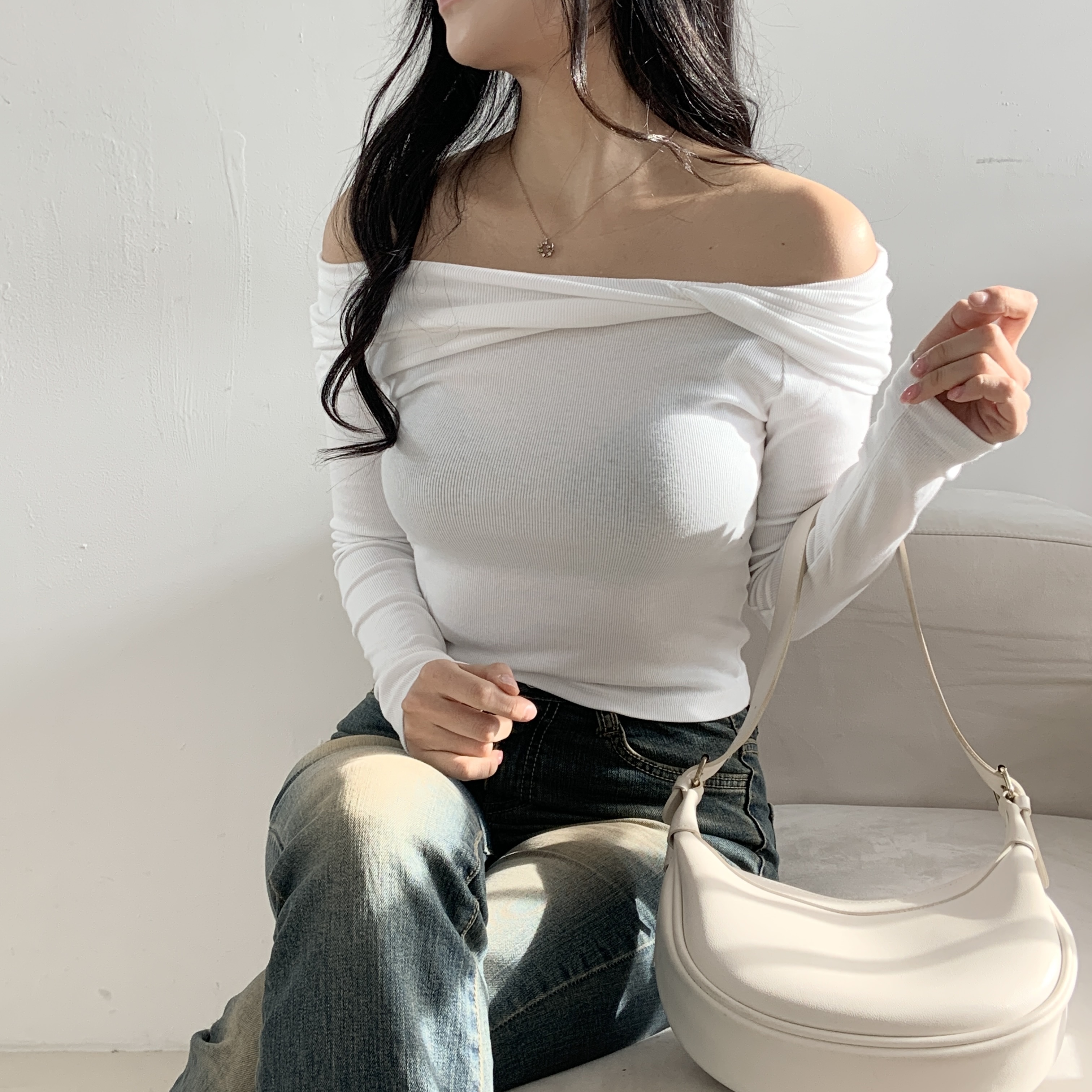 ツイストオフショルダーリブTシャツ | 詳細画像9