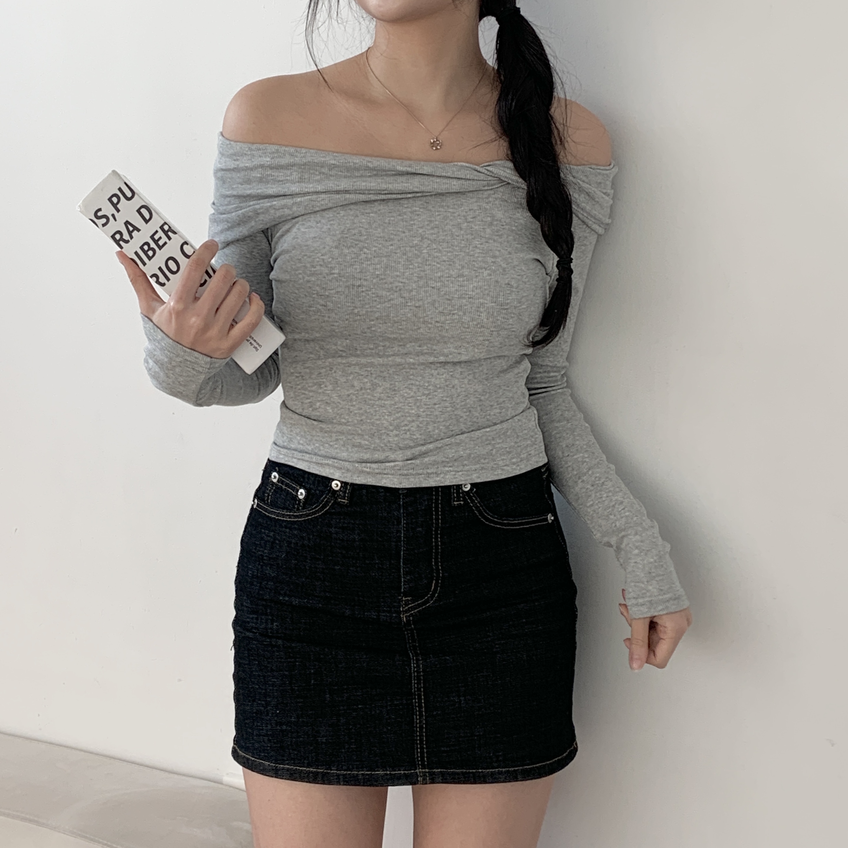 ツイストオフショルダーリブTシャツ | 詳細画像10