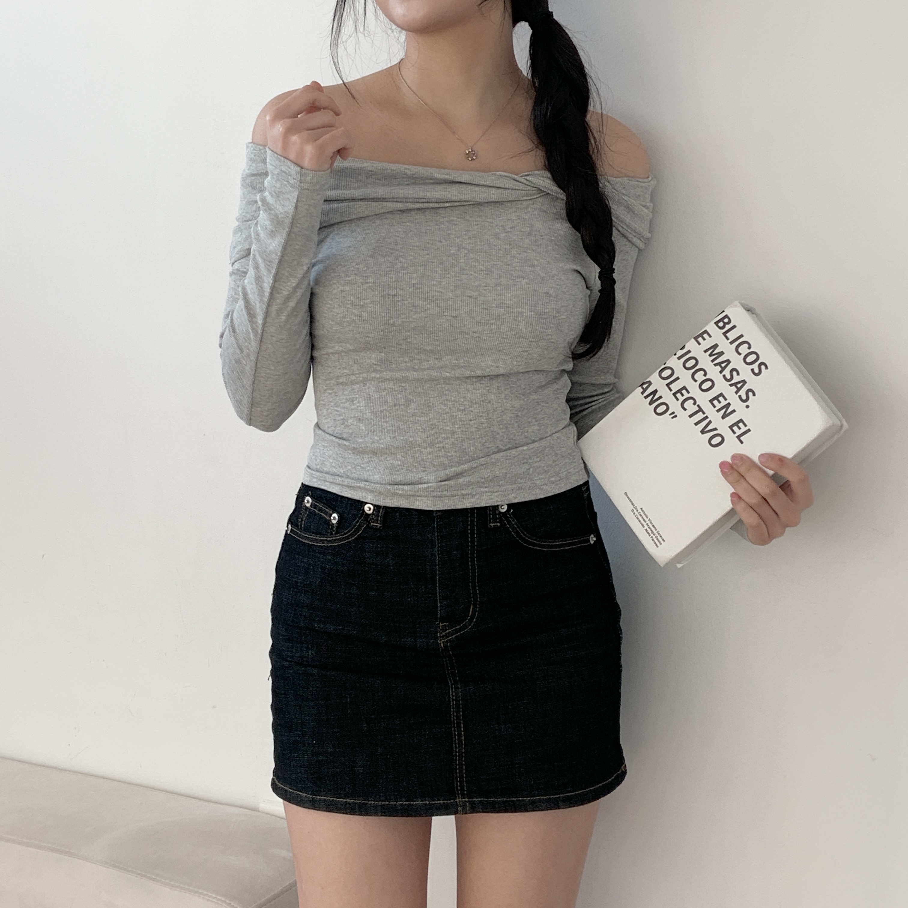 ツイストオフショルダーリブTシャツ | 詳細画像11