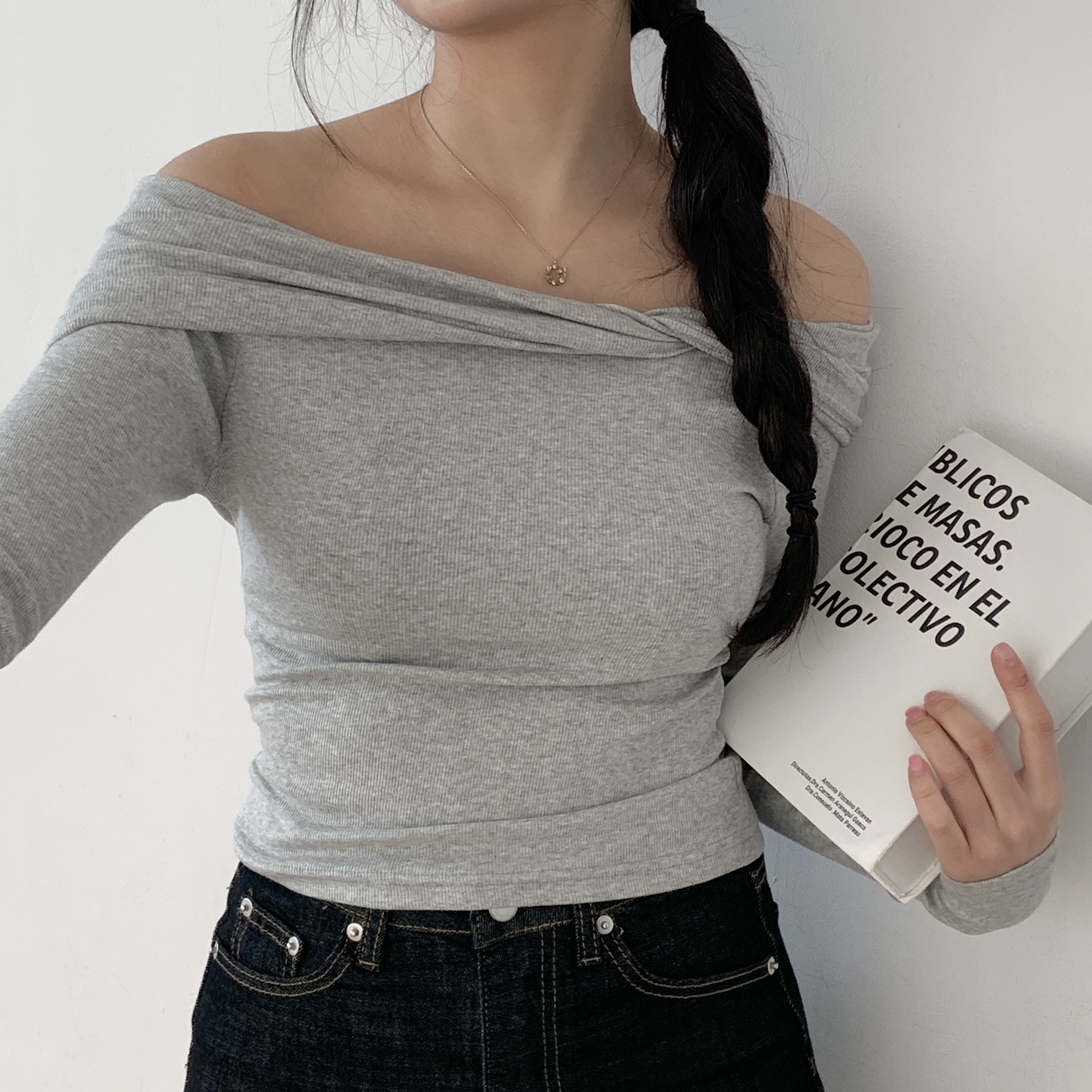ツイストオフショルダーリブTシャツ | 詳細画像13
