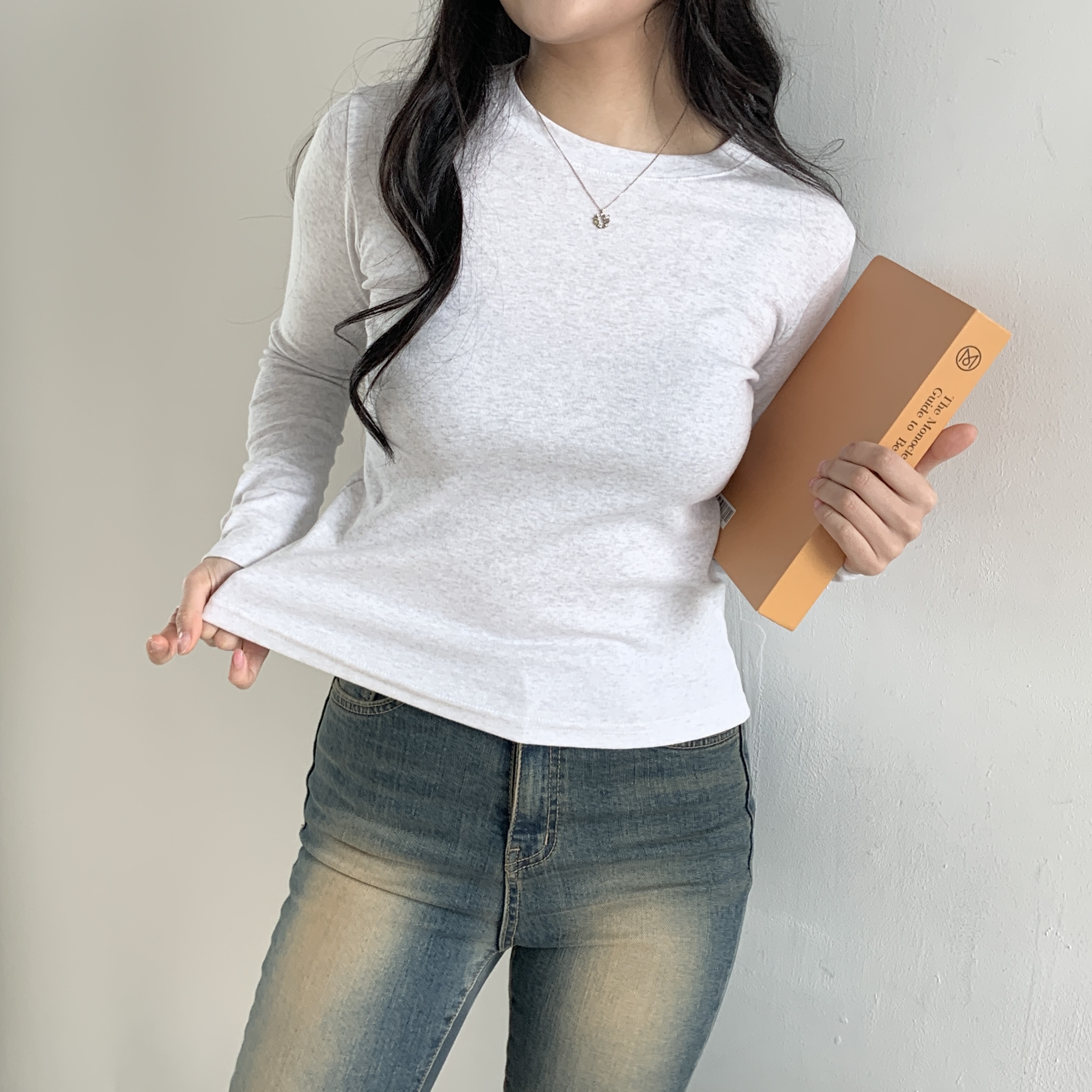 モダール混ラウンドネックスリムTシャツ | 詳細画像5