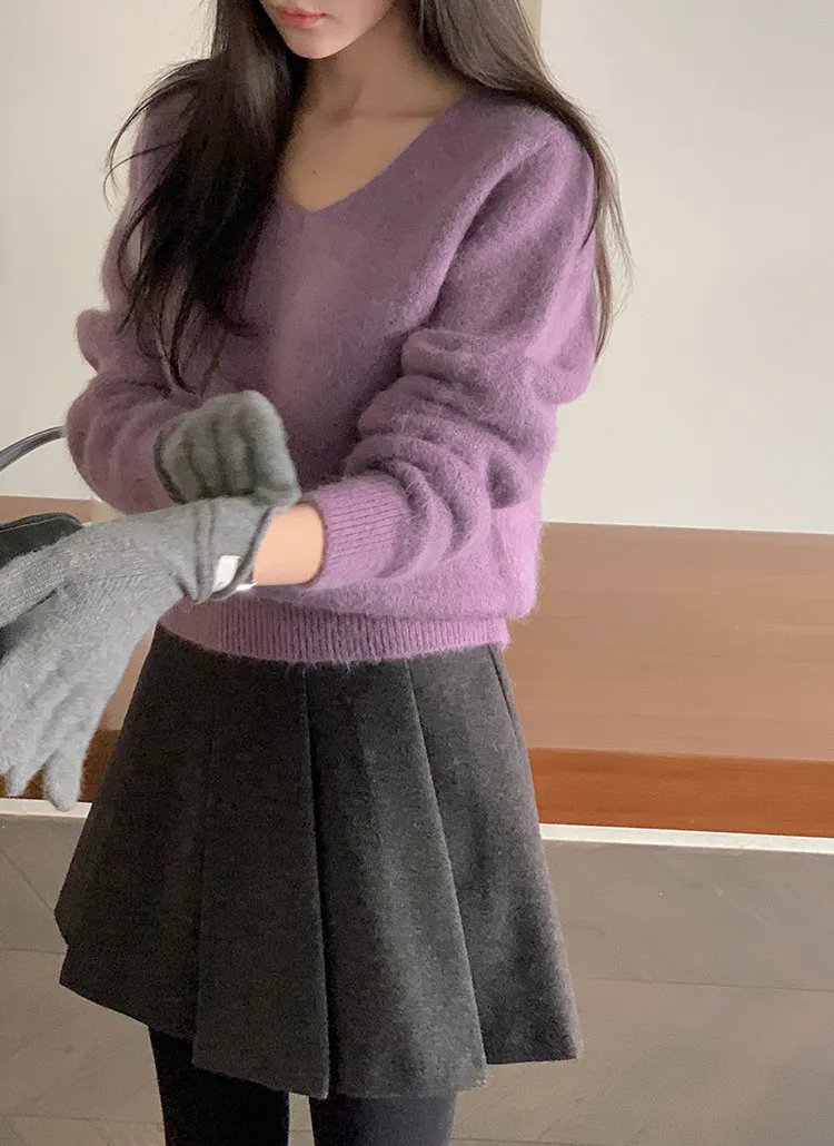 Vネックアンゴラブレンドニット | cherrykoko | 詳細画像1