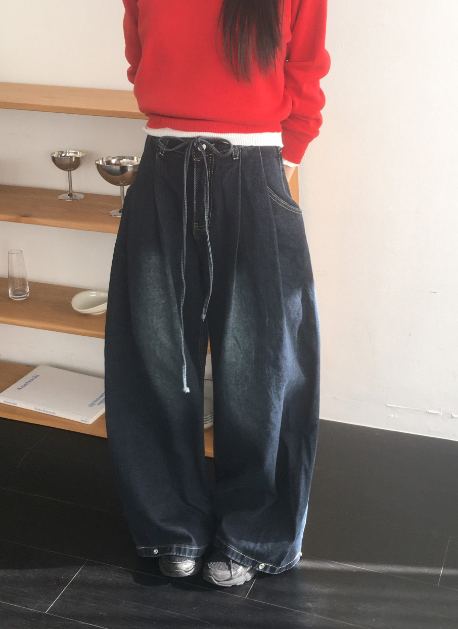 ドロストタックワイドデニムパンツ | レディースファッション通販 - DHOLIC