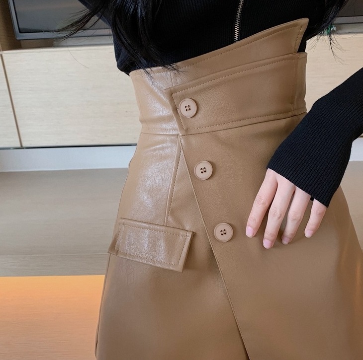 レザー調ハイウエストボタンキュロットショートパンツ | 詳細画像9