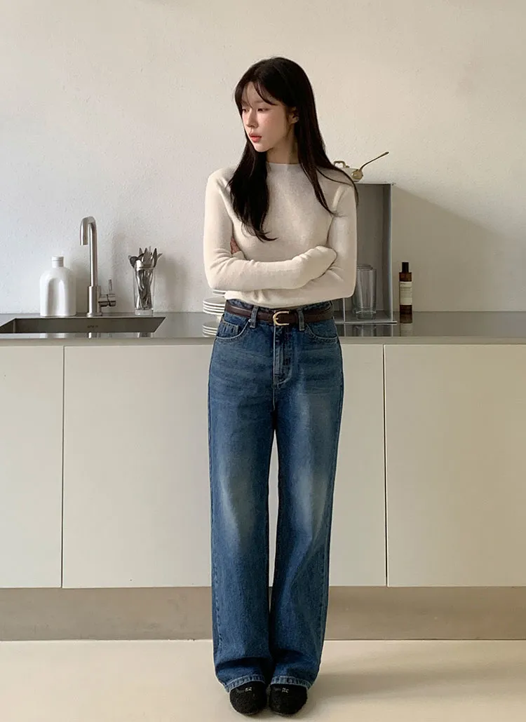 裏起毛ルーズストレートデニムパンツ | cherrykoko | 詳細画像1