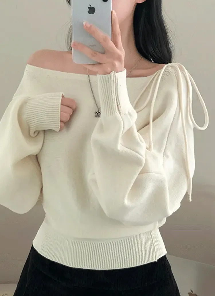リボンボートネックオフショルニット | creamsugar | 詳細画像1