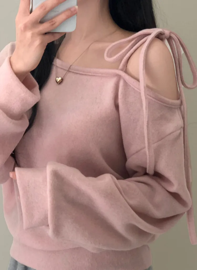 起毛リボンワンショルニット | creamsugar | 詳細画像1