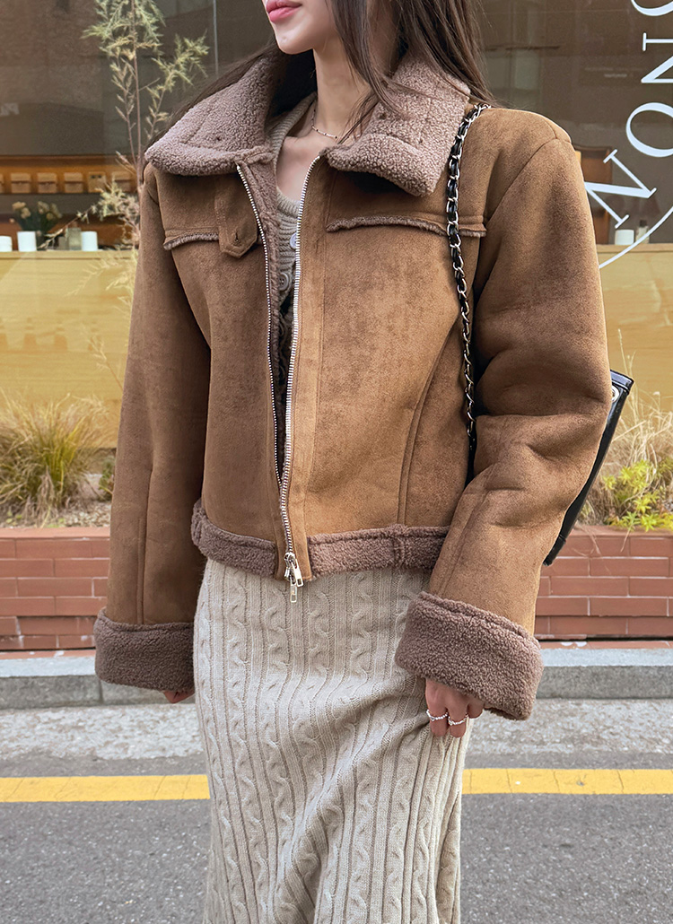 チンストラップフェイクムートンジャケット | レディースファッション