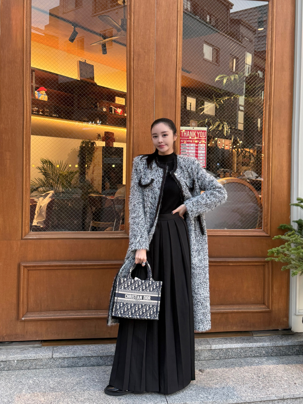 キルト裏地ツイードロングコート | レディースファッション通販 - DHOLIC