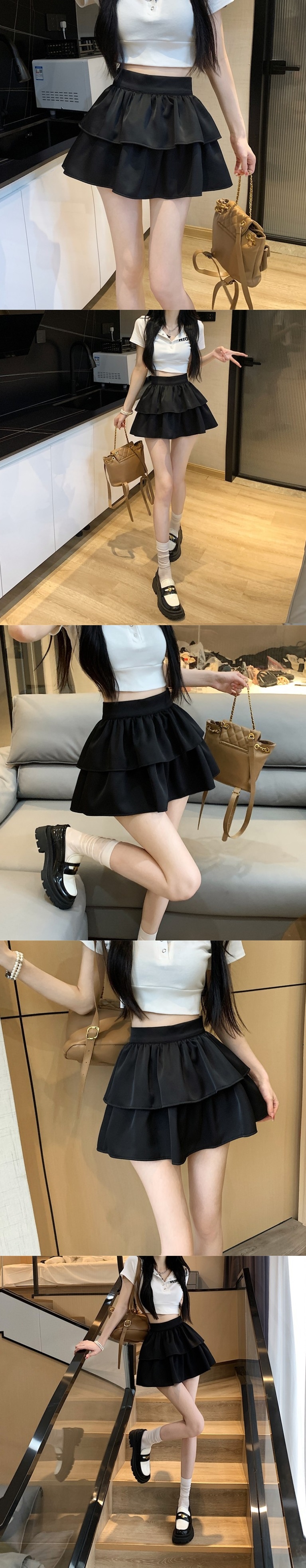 パンツ裏地サテンティアードミニスカート | 詳細画像6