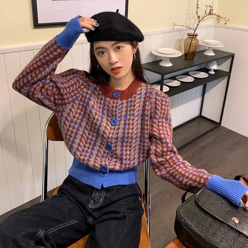 配色パフハウンドトゥースカーディガン | 詳細画像7