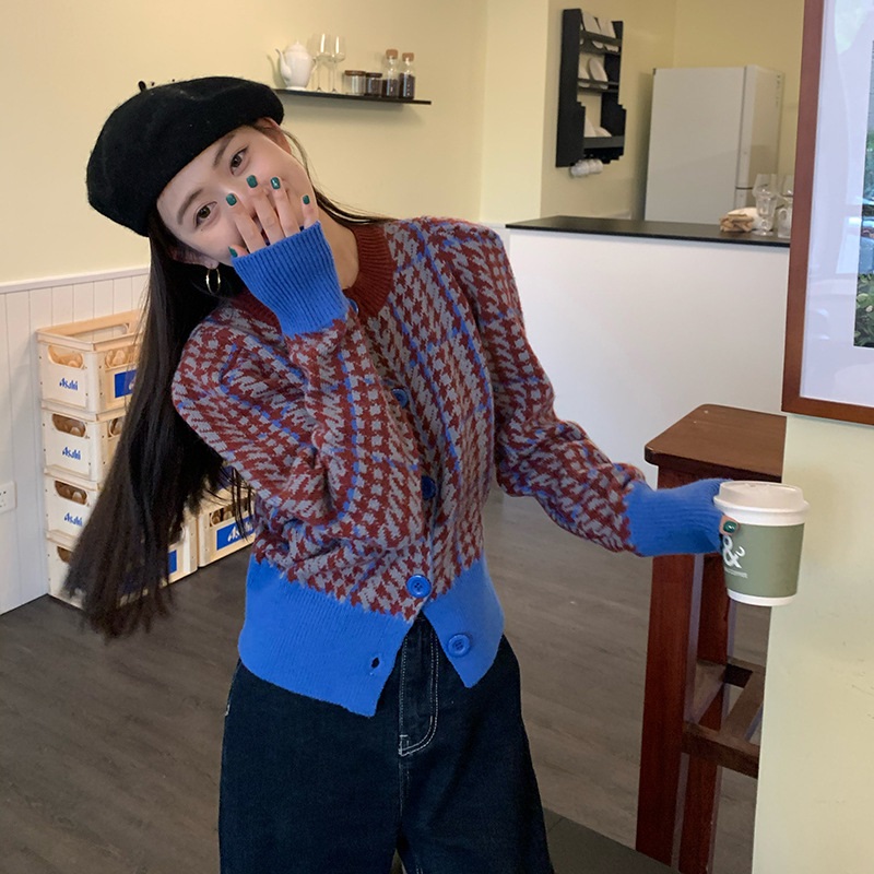 配色パフハウンドトゥースカーディガン | 詳細画像9