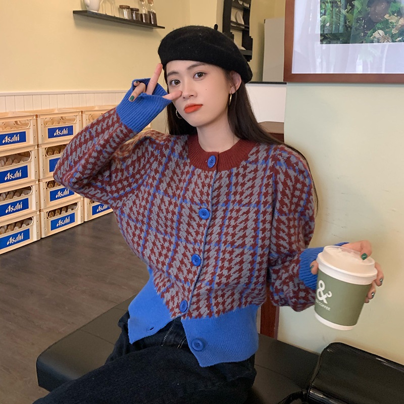 配色パフハウンドトゥースカーディガン | 詳細画像13