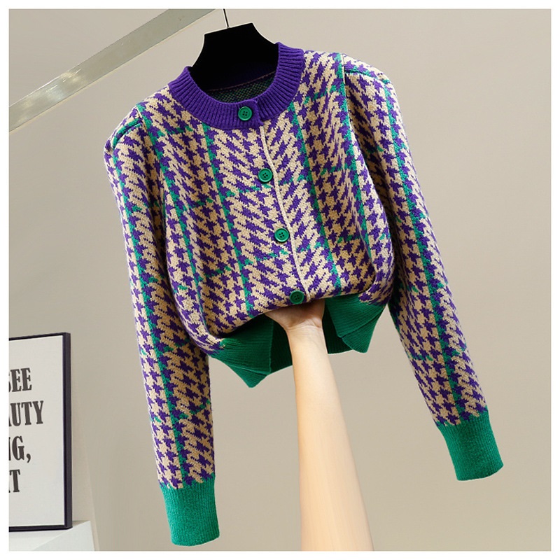 配色パフハウンドトゥースカーディガン | 詳細画像15