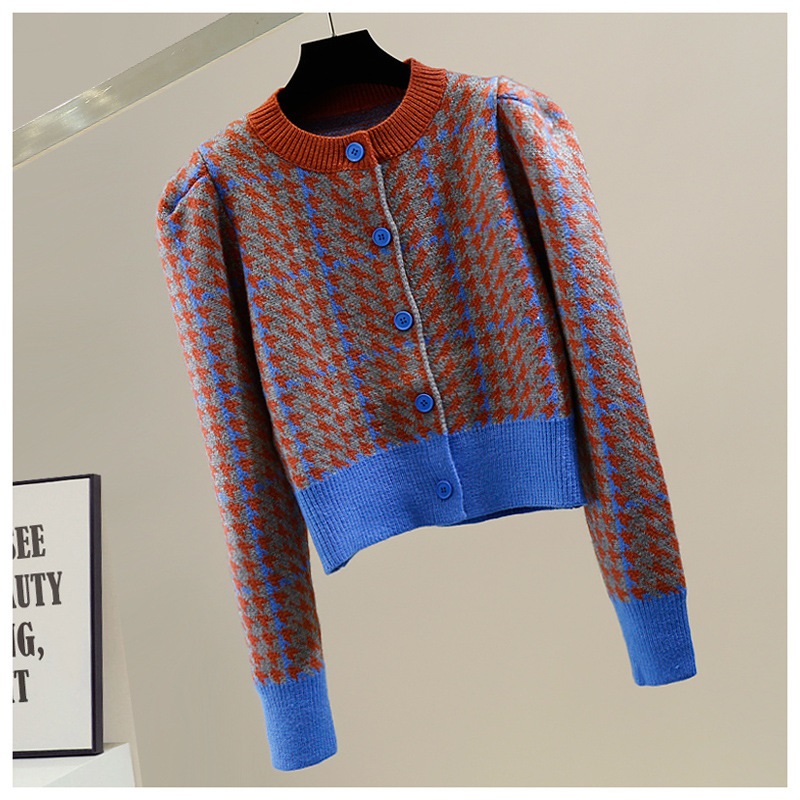 配色パフハウンドトゥースカーディガン | 詳細画像17