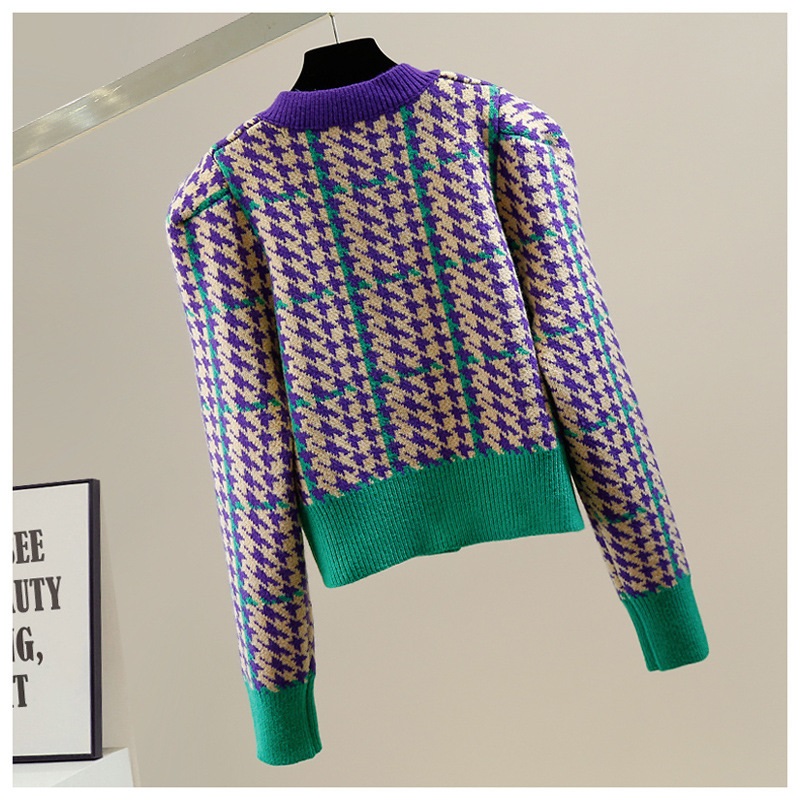 配色パフハウンドトゥースカーディガン | 詳細画像16