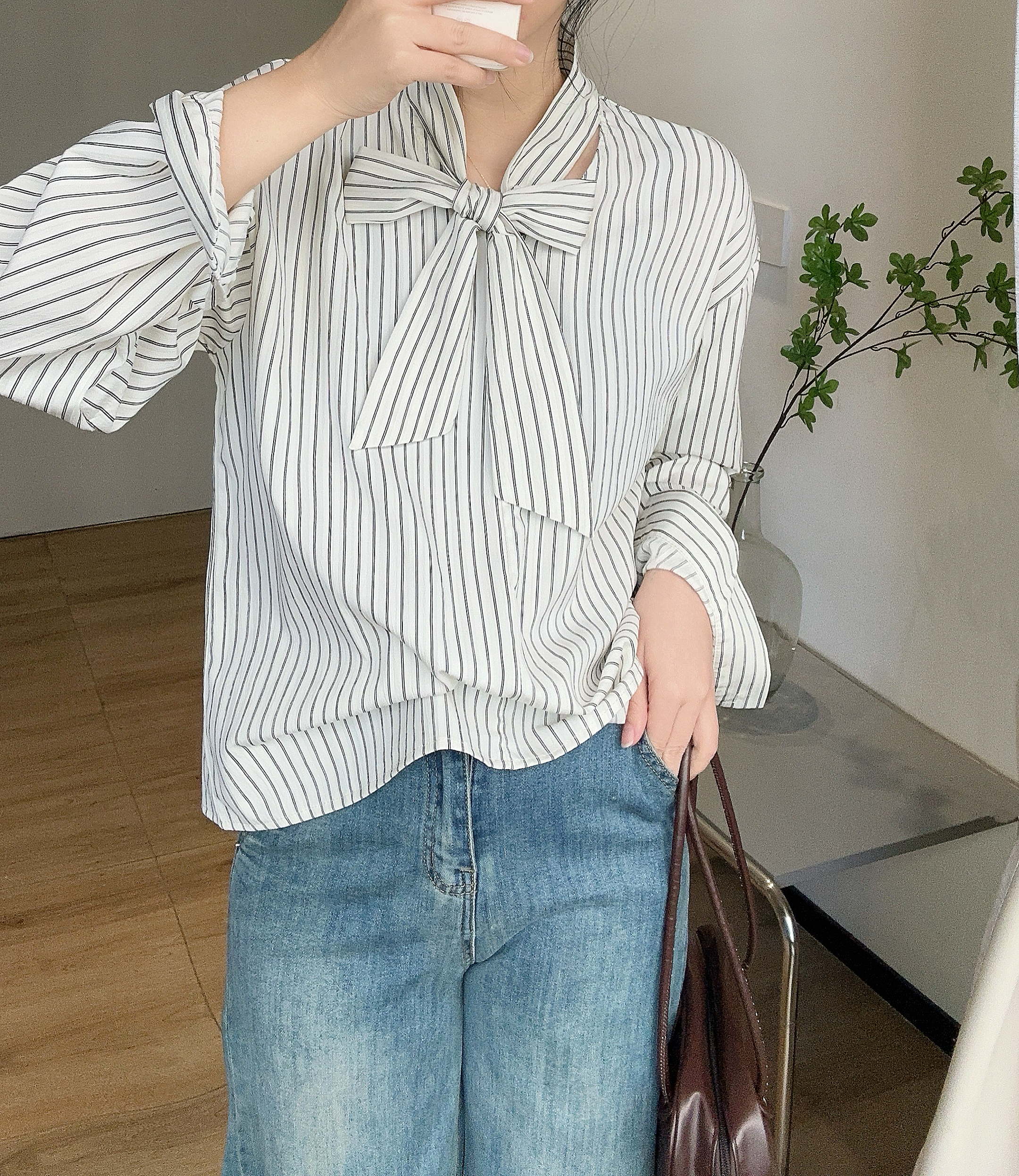 ボウタイストライプリンクルブラウス | 詳細画像12