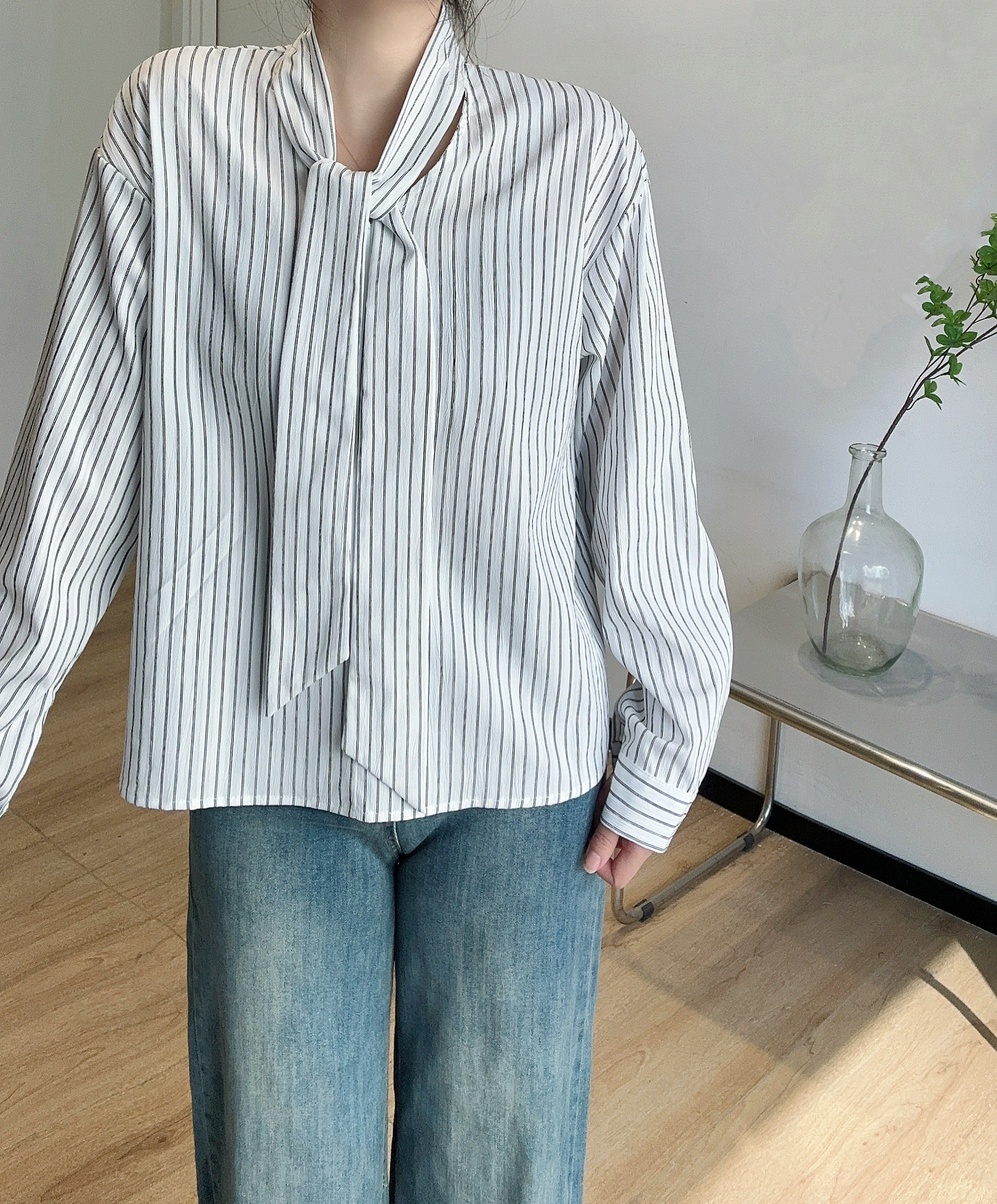 ボウタイストライプリンクルブラウス | 詳細画像16