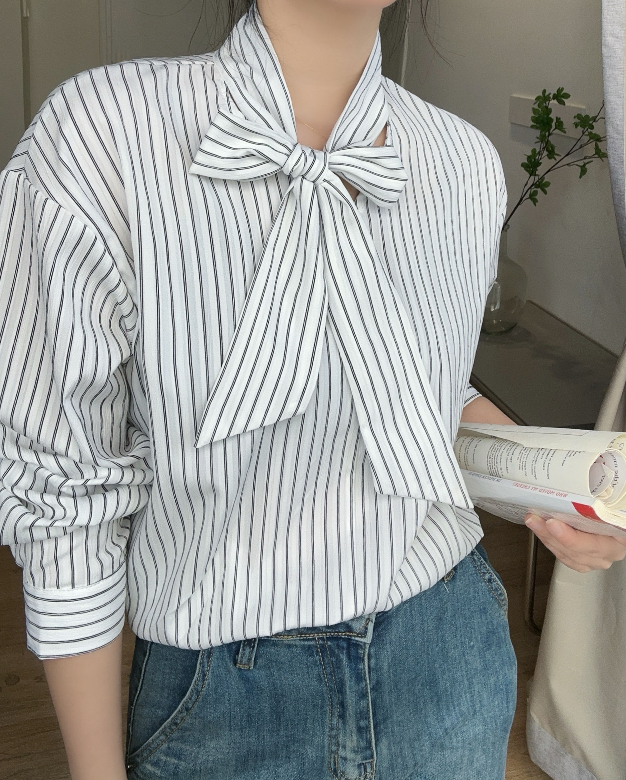 ボウタイストライプリンクルブラウス | 詳細画像15