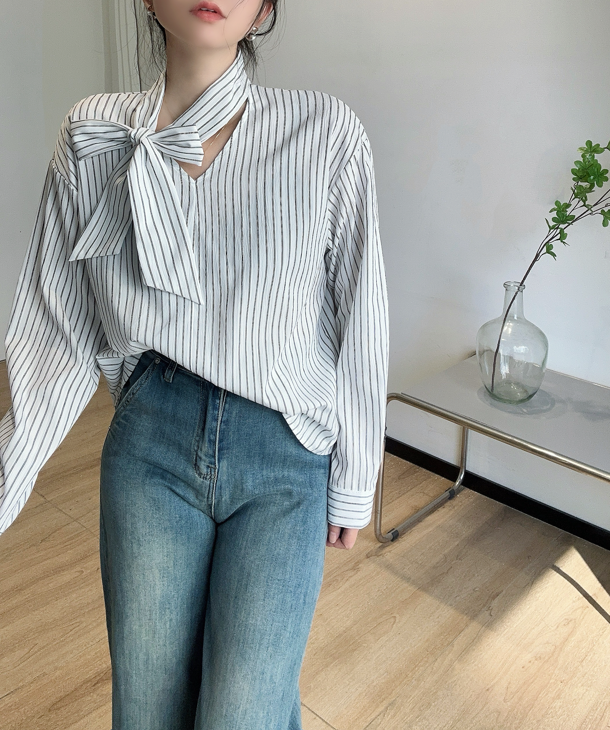 ボウタイストライプリンクルブラウス | 詳細画像17