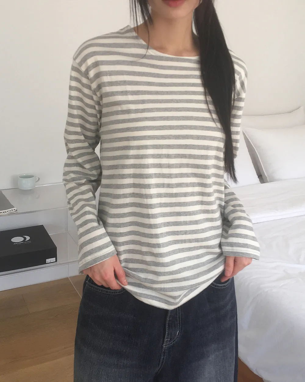 ボーダールーズラウンドネックTシャツ | WONDERWONDER | 詳細画像1