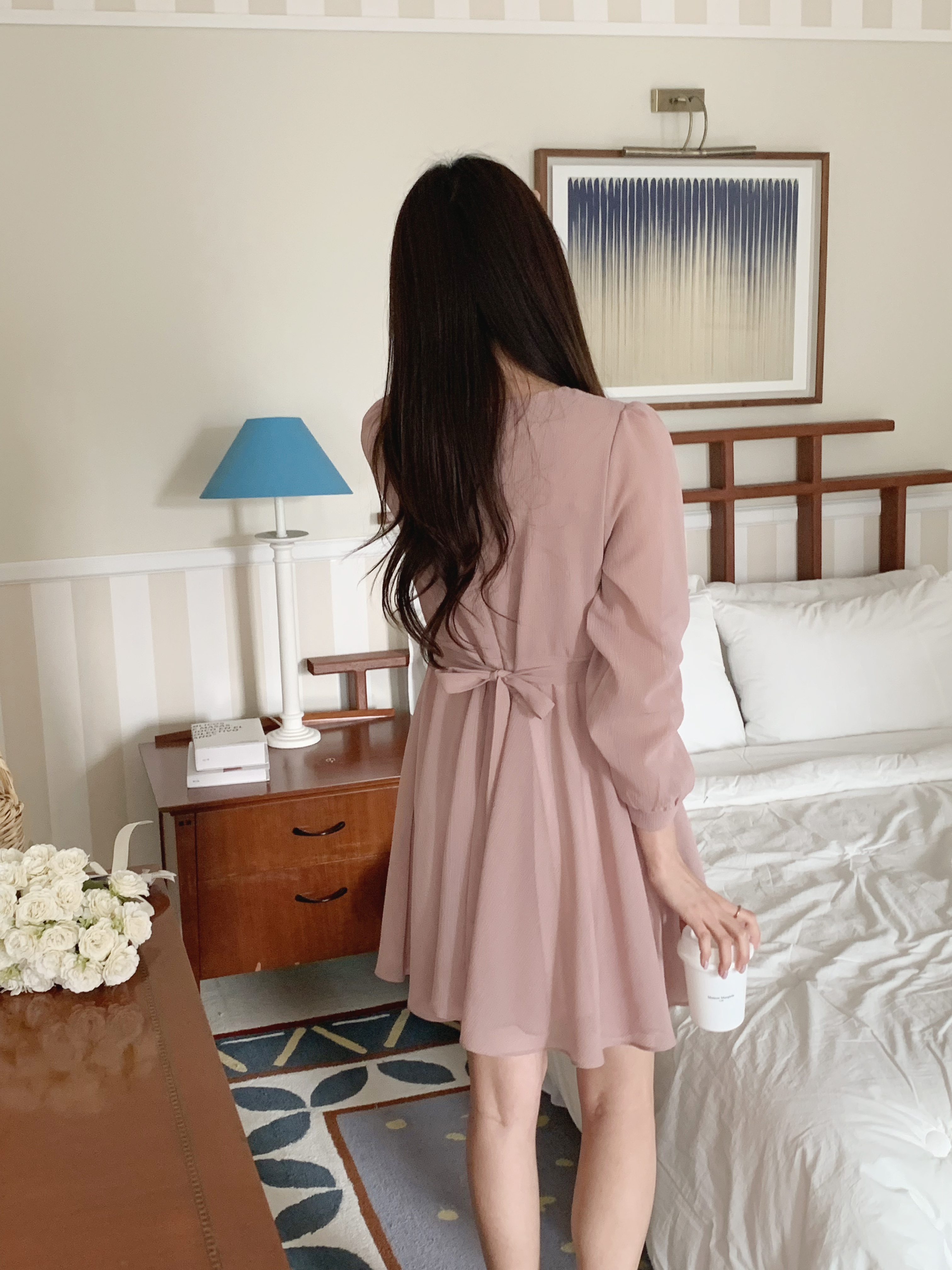 シフォンカシュクールパフリボンミニワンピース | 詳細画像11