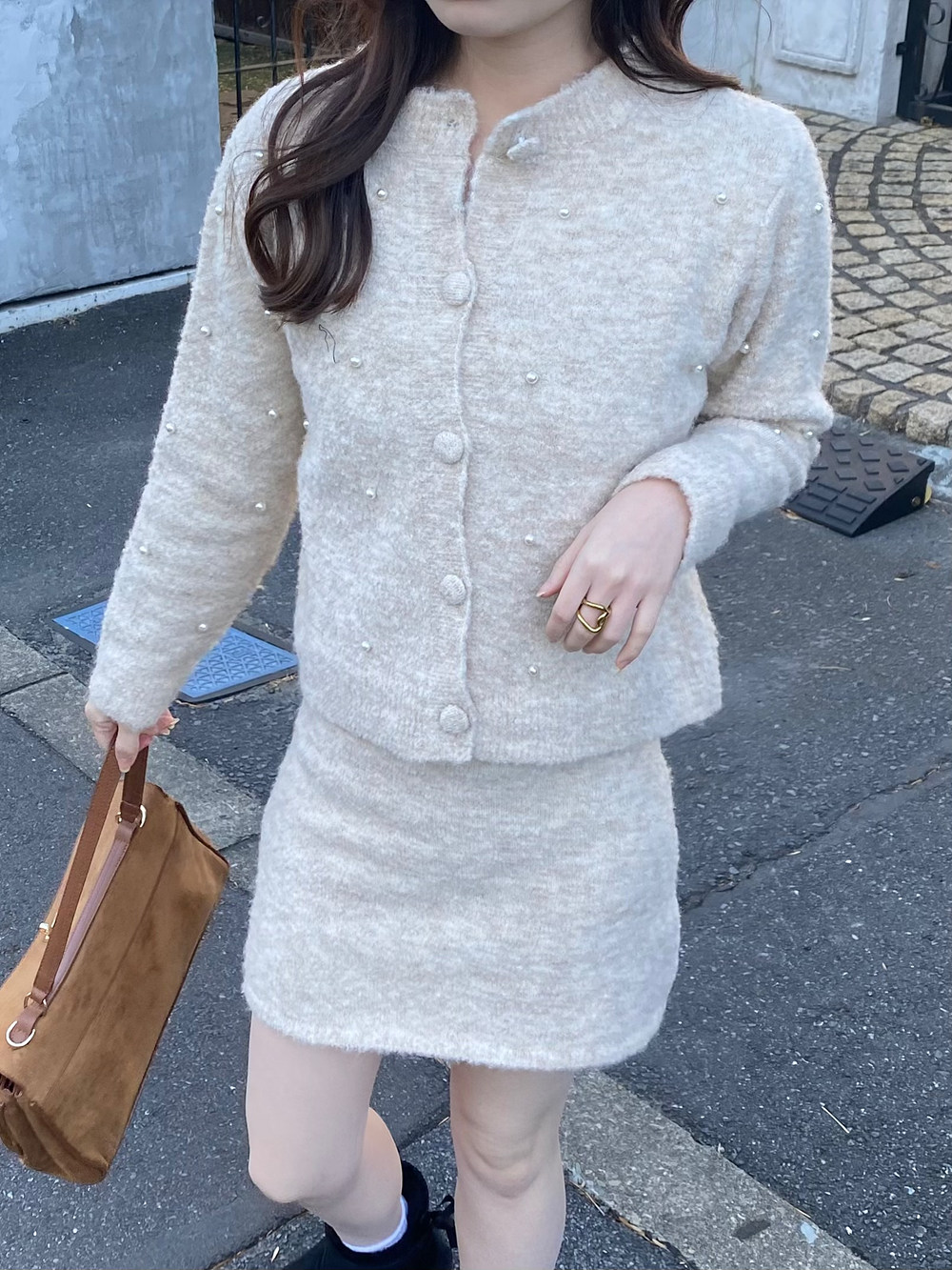 エコパールニットカーディガン&ミニスカートSET | 詳細画像3