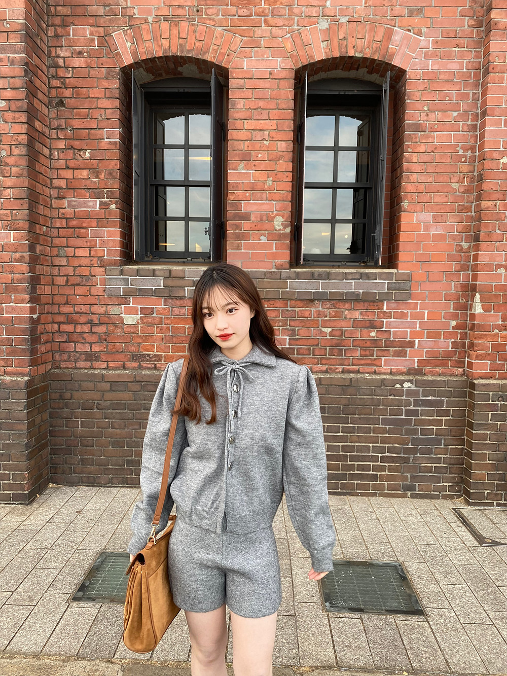 リボンカラーニットカーディガン&ショートパンツSET | レディース