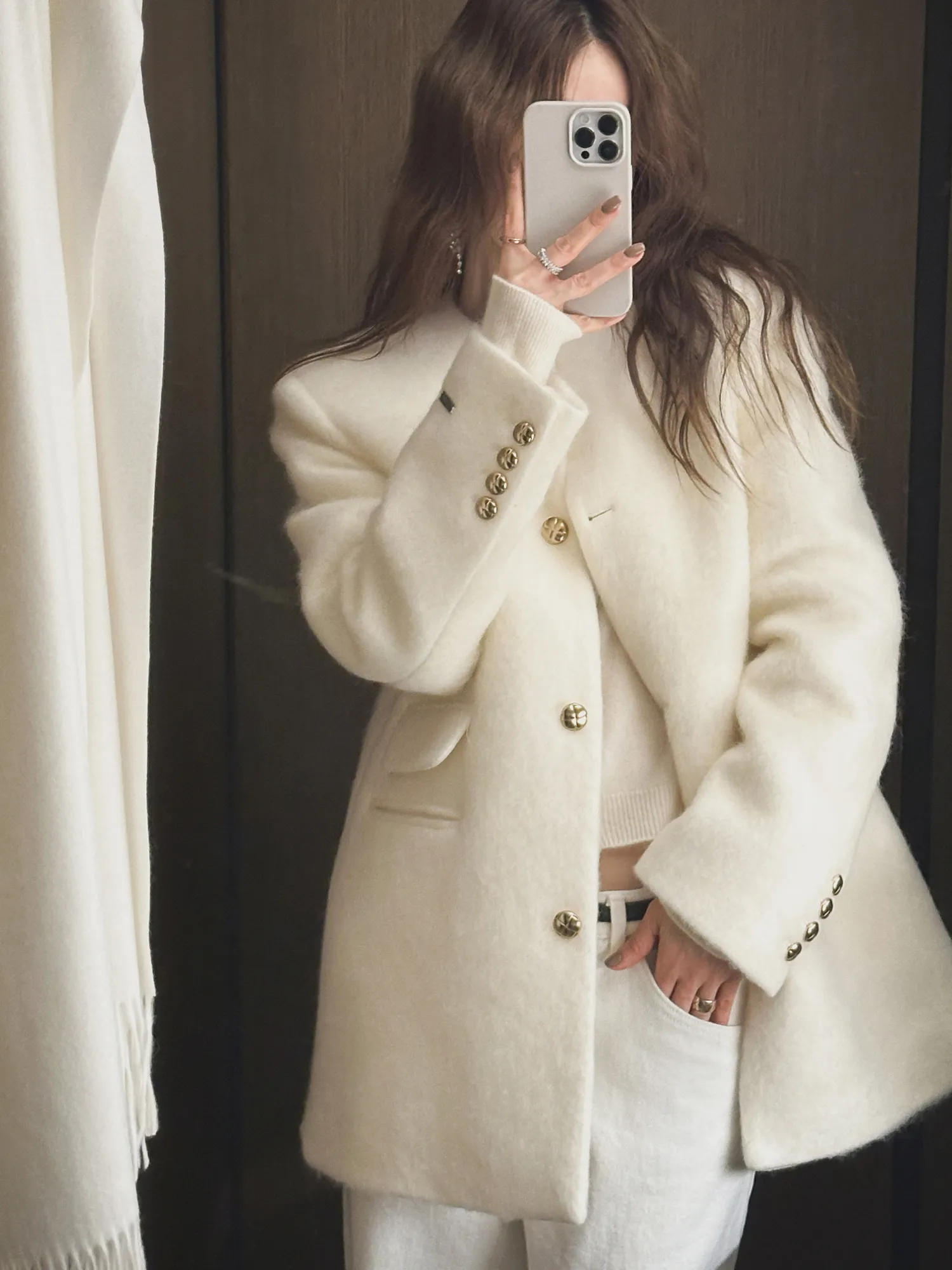 6割引きスタート、Super Beauty ノーカラーコート 44、ホワイト UNTITLED（アンタイトル）の「◇ドライエアクロス ノーカラーコート