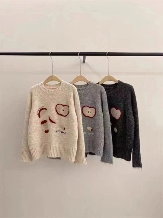 ウール混アップル刺繍ラグランニット | 詳細画像2