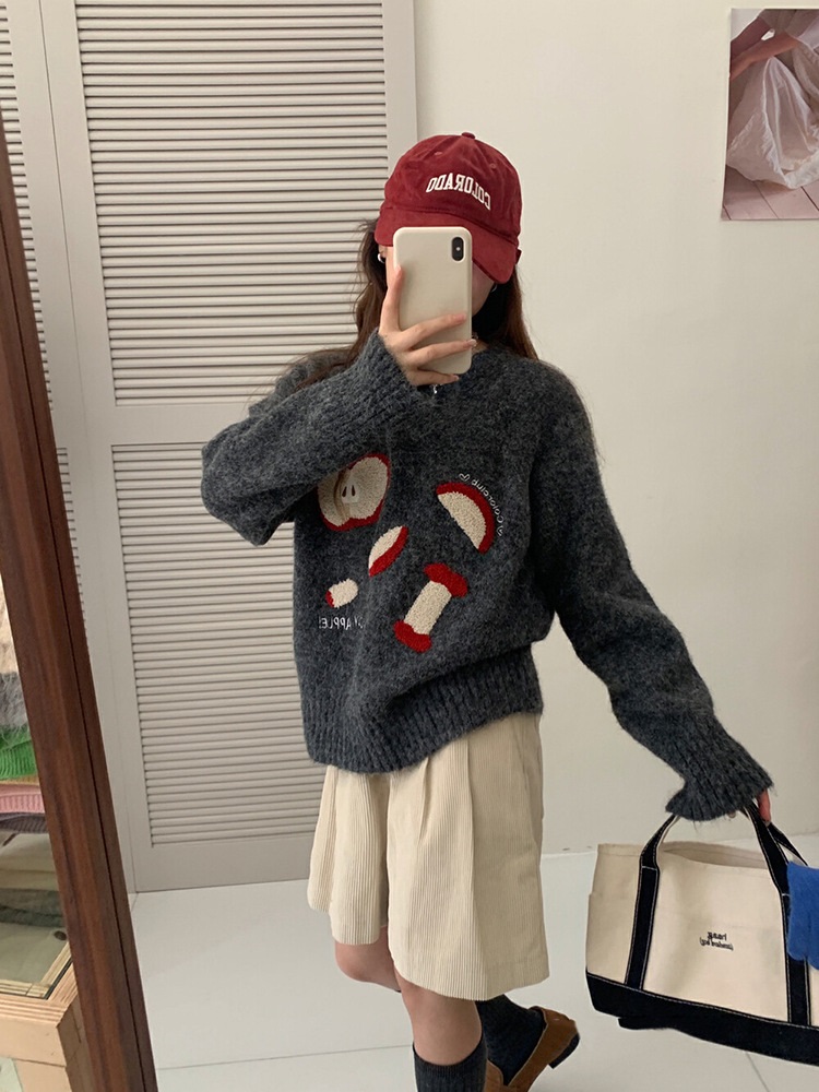 ウール混アップル刺繍ラグランニット | 詳細画像4