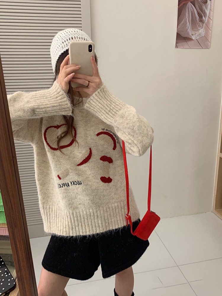 ウール混アップル刺繍ラグランニット | 詳細画像6