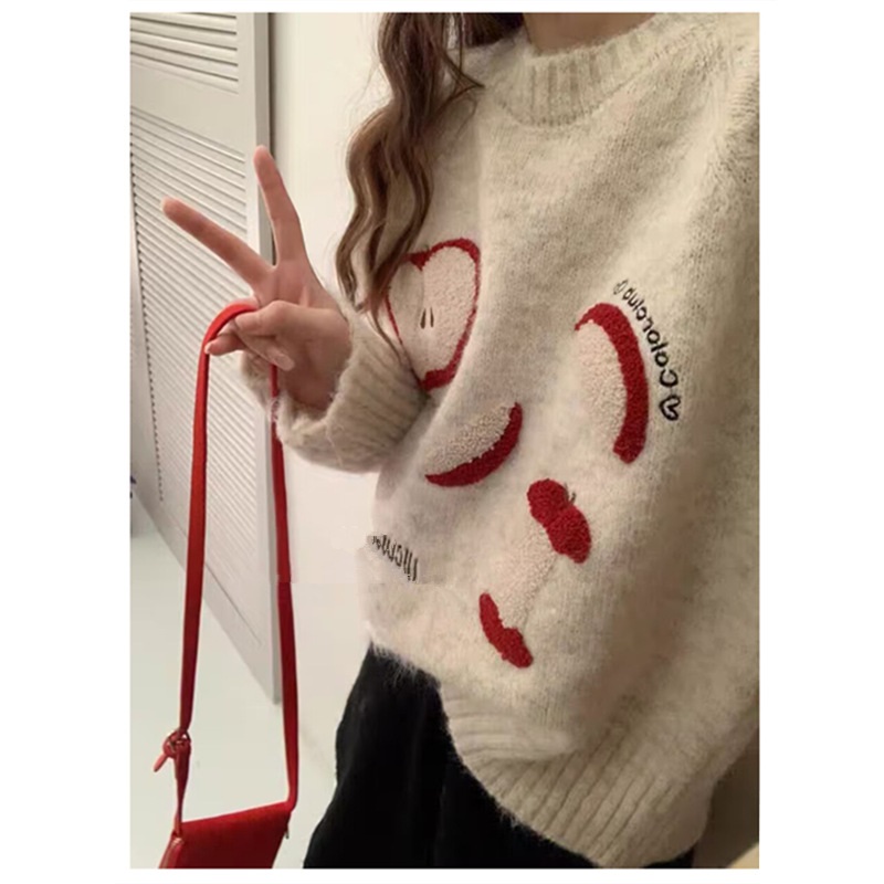 ウール混アップル刺繍ラグランニット | 詳細画像8