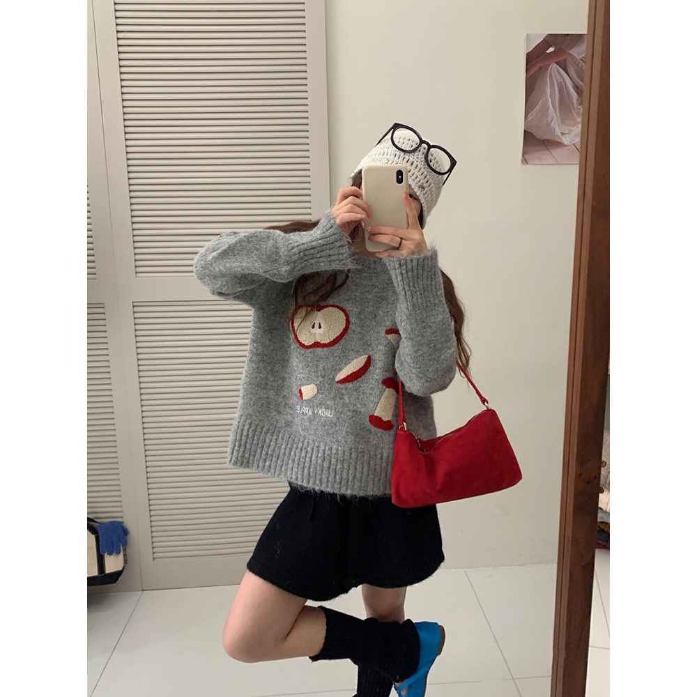 ウール混アップル刺繍ラグランニット | 詳細画像10