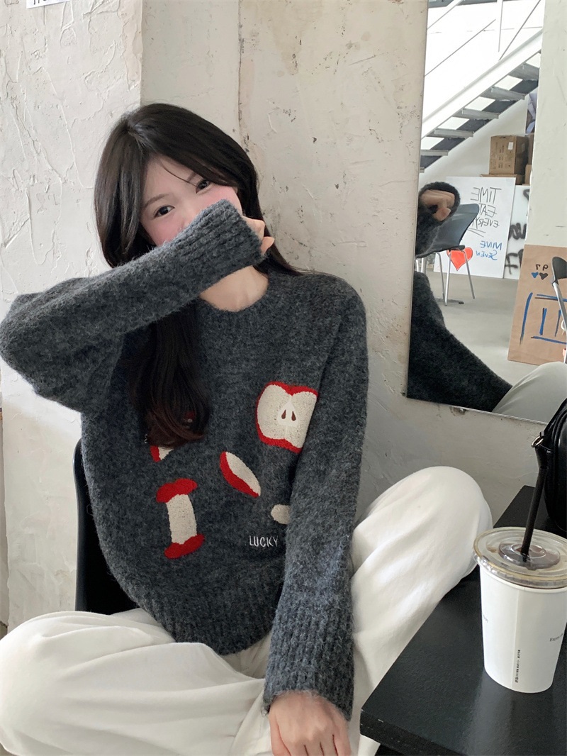 ウール混アップル刺繍ラグランニット | 詳細画像16