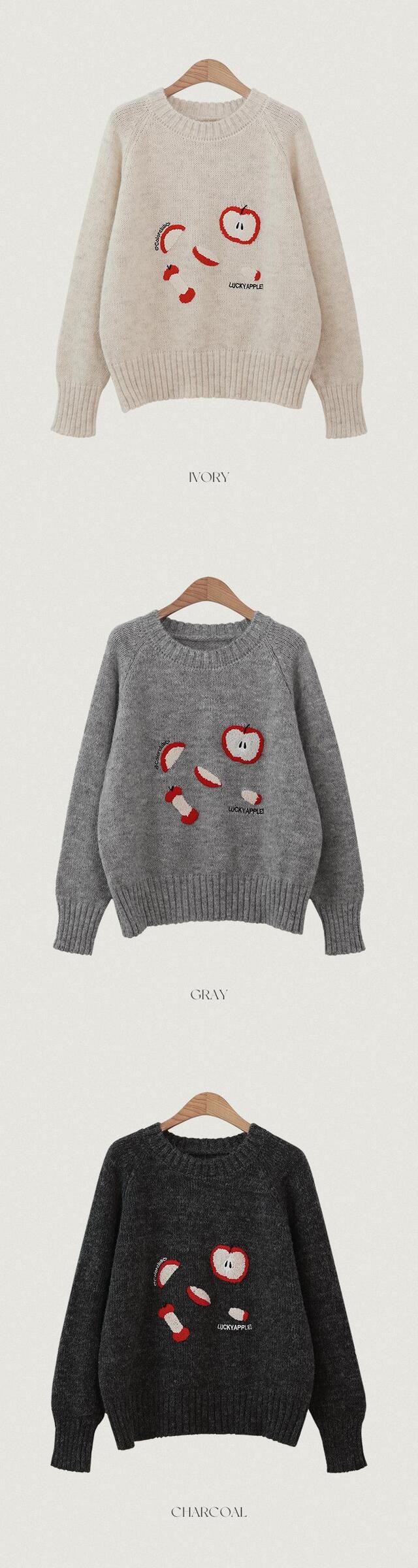 ウール混アップル刺繍ラグランニット | 詳細画像17