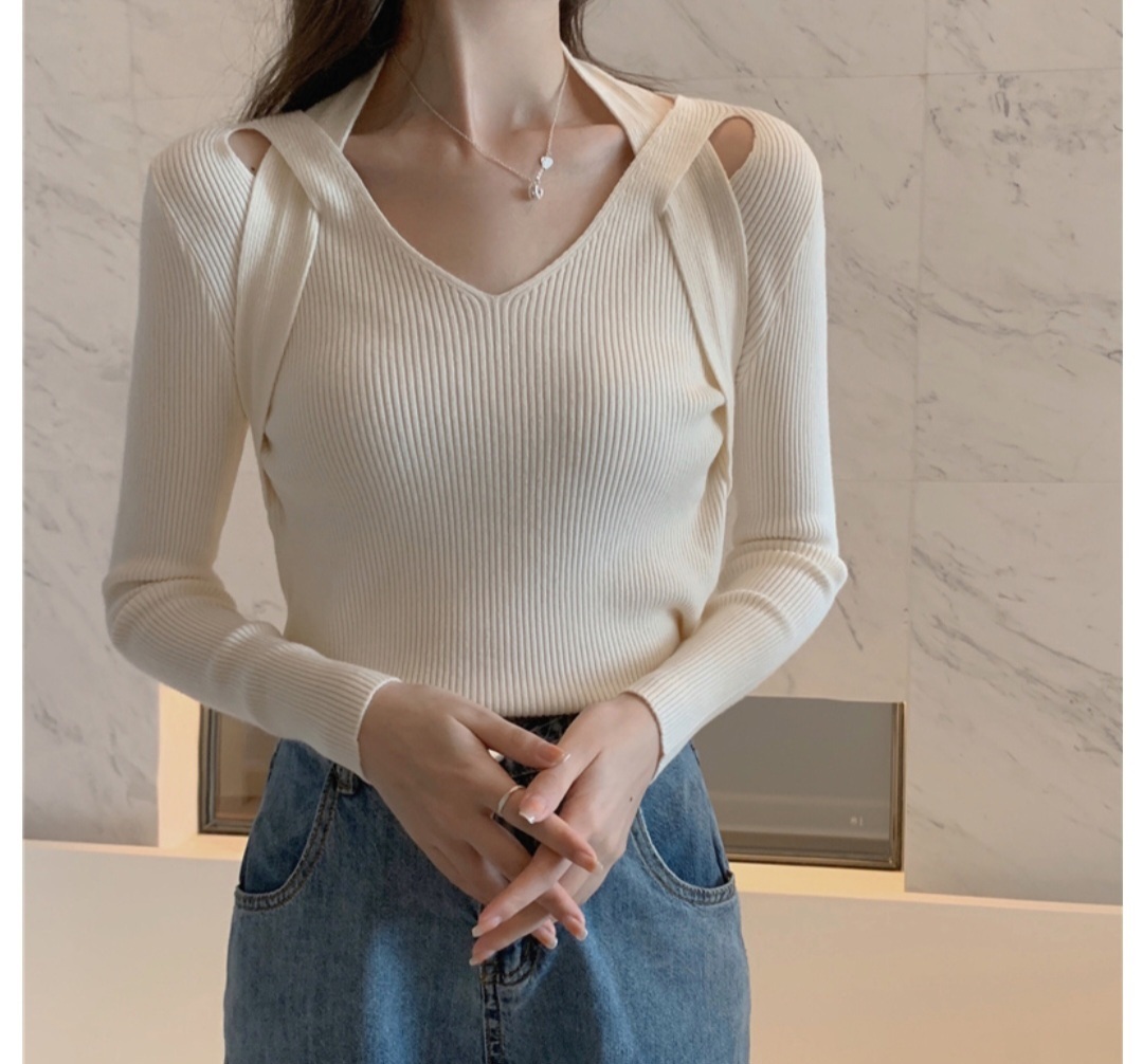 クロスホルターVネックリブニット | 詳細画像2