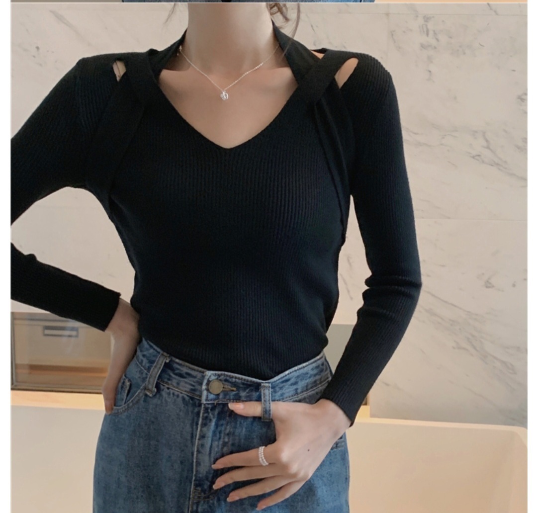 クロスホルターVネックリブニット | 詳細画像4