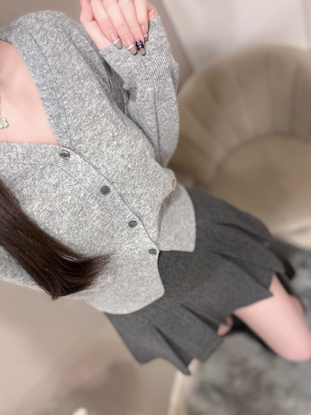 シルバープレートVネックカーディガン | 詳細画像6