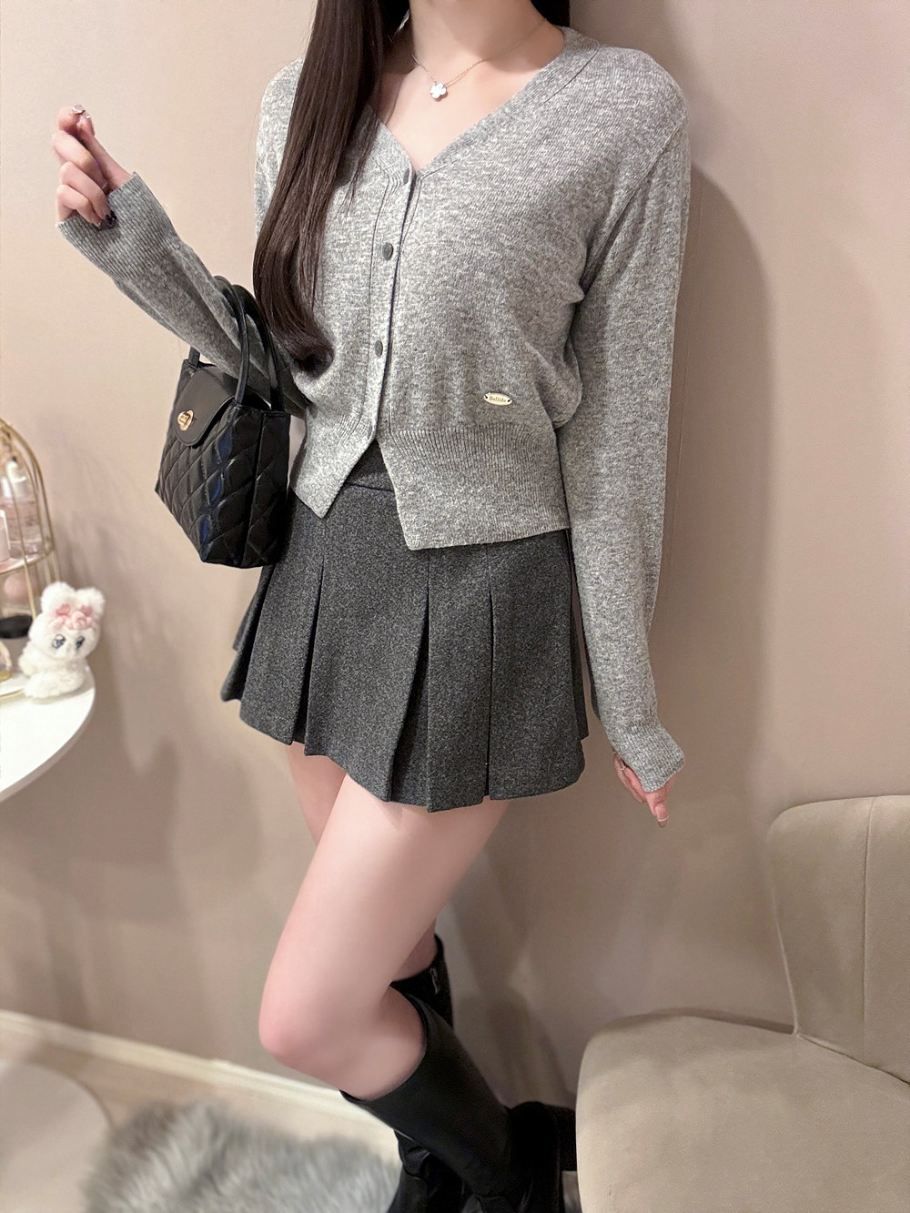 シルバープレートVネックカーディガン | 詳細画像9