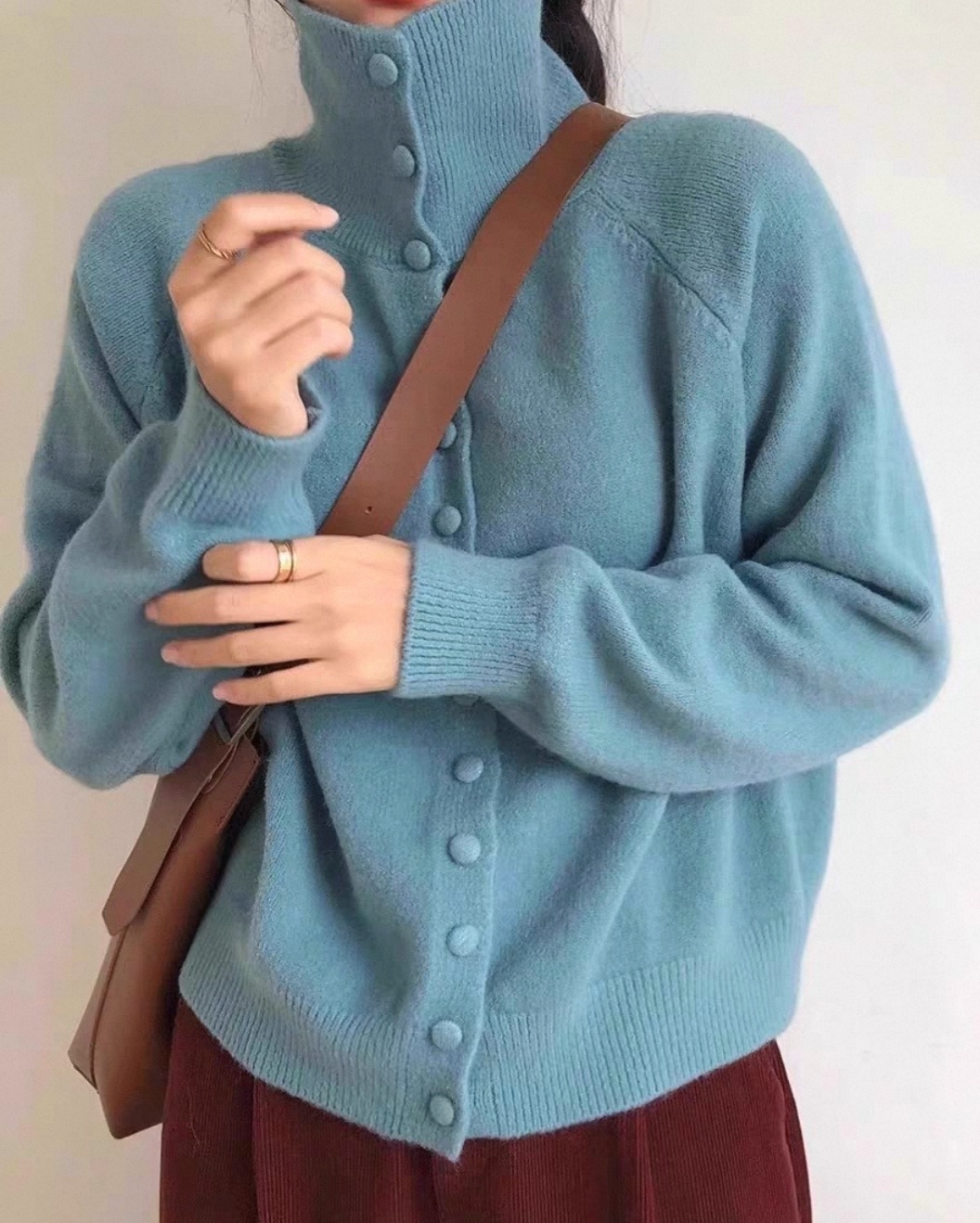 ハイネックくるみボタンニットカーディガン | 詳細画像8