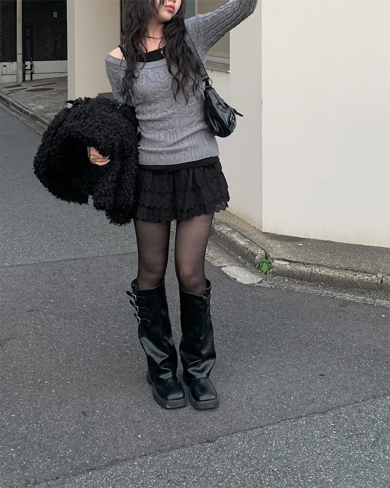 パンツ裏地パンチングレースフリルミニスカート | anyonemore | 詳細画像1