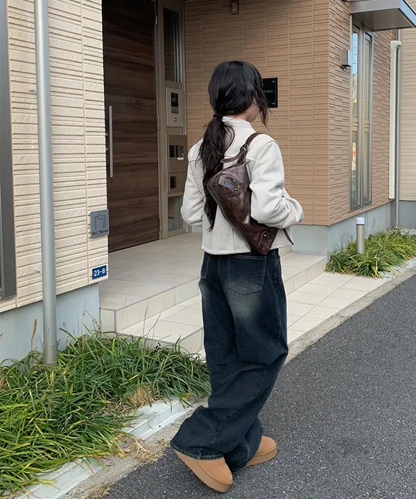 裏起毛コットンディープウォッシュワイドデニムパンツ | anyonemore | 詳細画像1