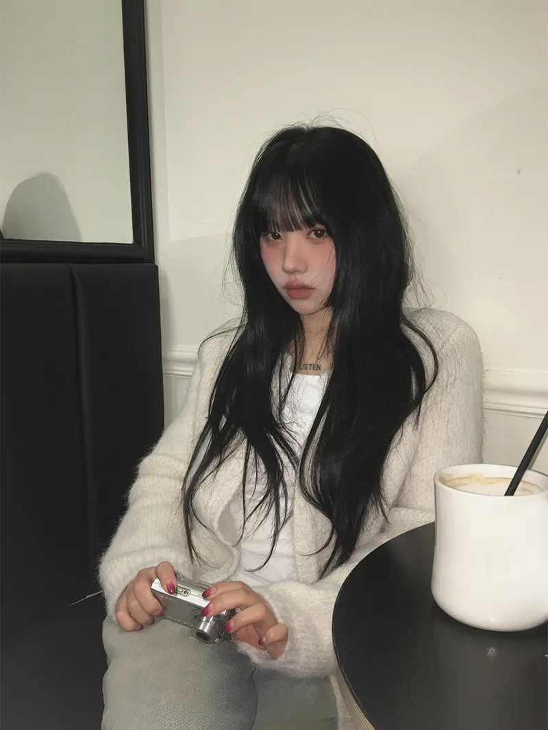 ラウンドネックヘアリーカーディガン | anyonemore | 詳細画像1