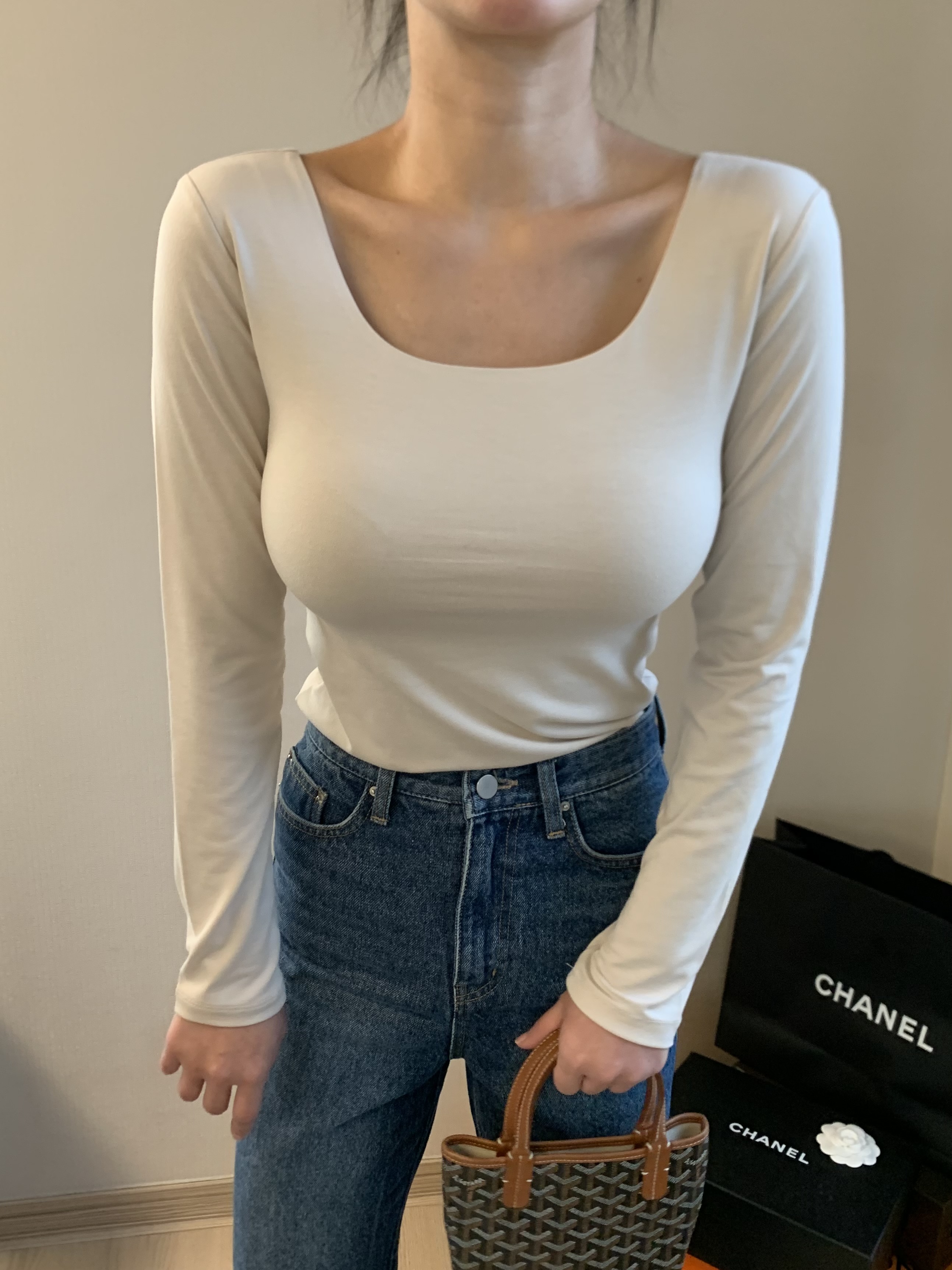 スクエアネックスリム長袖Tシャツ | 詳細画像7