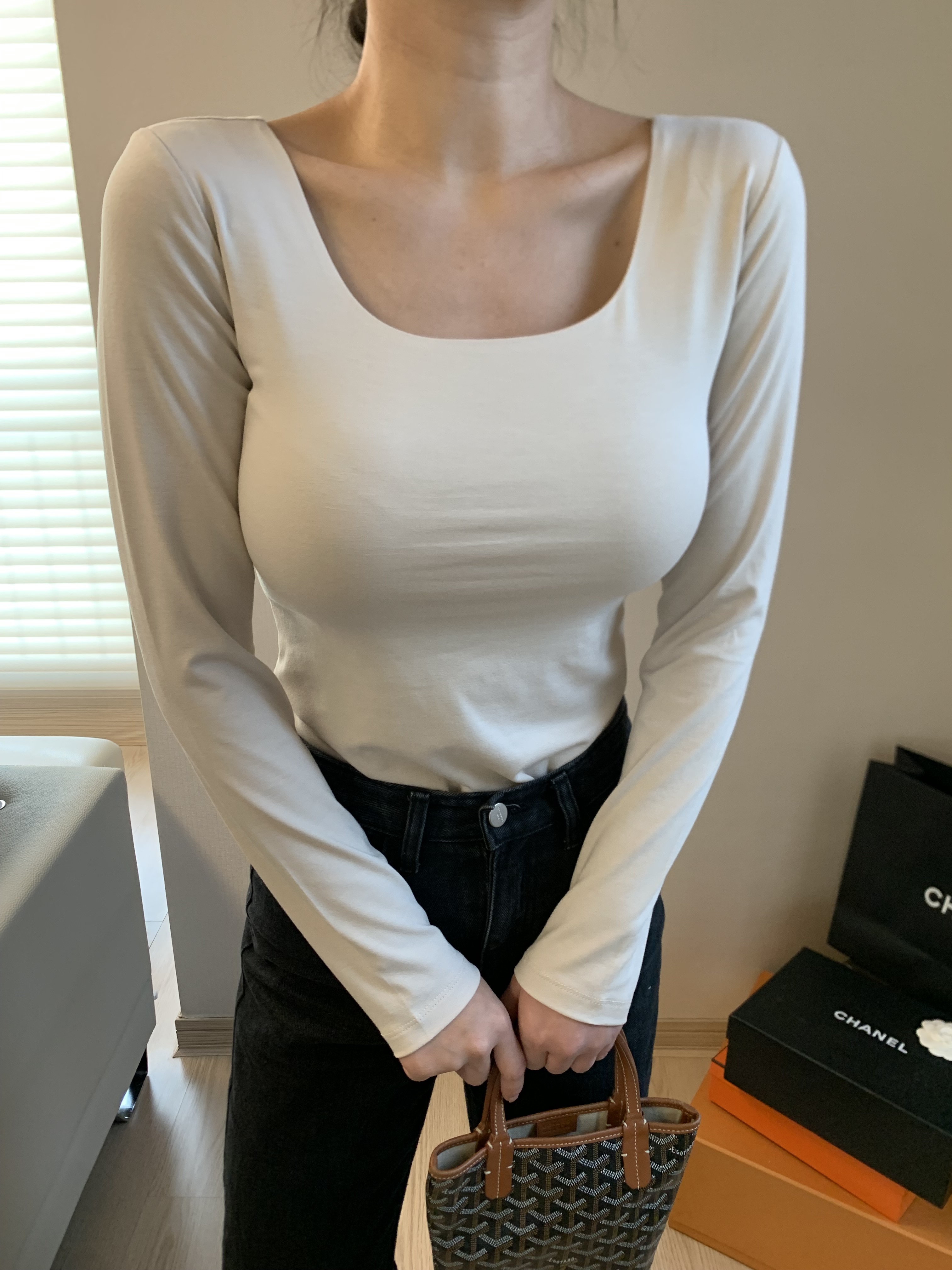 スクエアネックスリム長袖Tシャツ | 詳細画像8