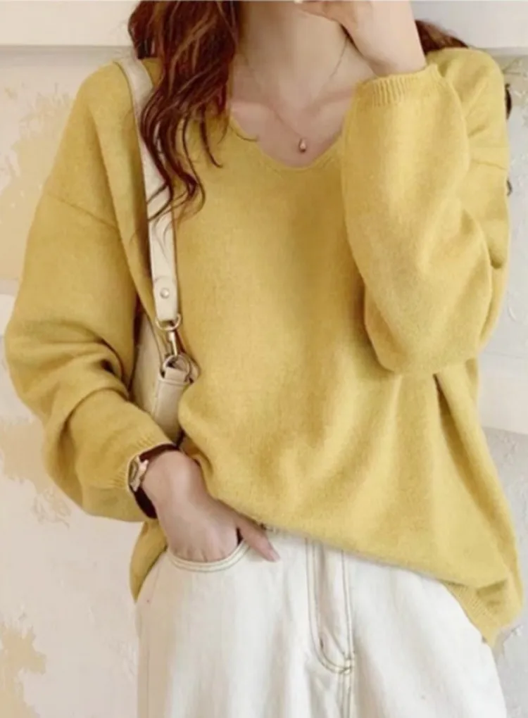 Vネックルーズフィットニット | 詳細画像1