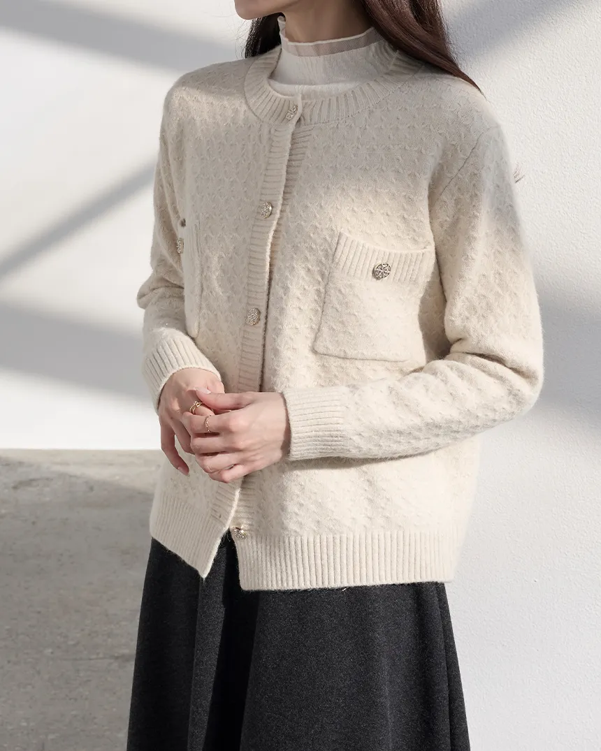 ビジューボタンワッフルニットカーディガン | MONO AT.D | 詳細画像1