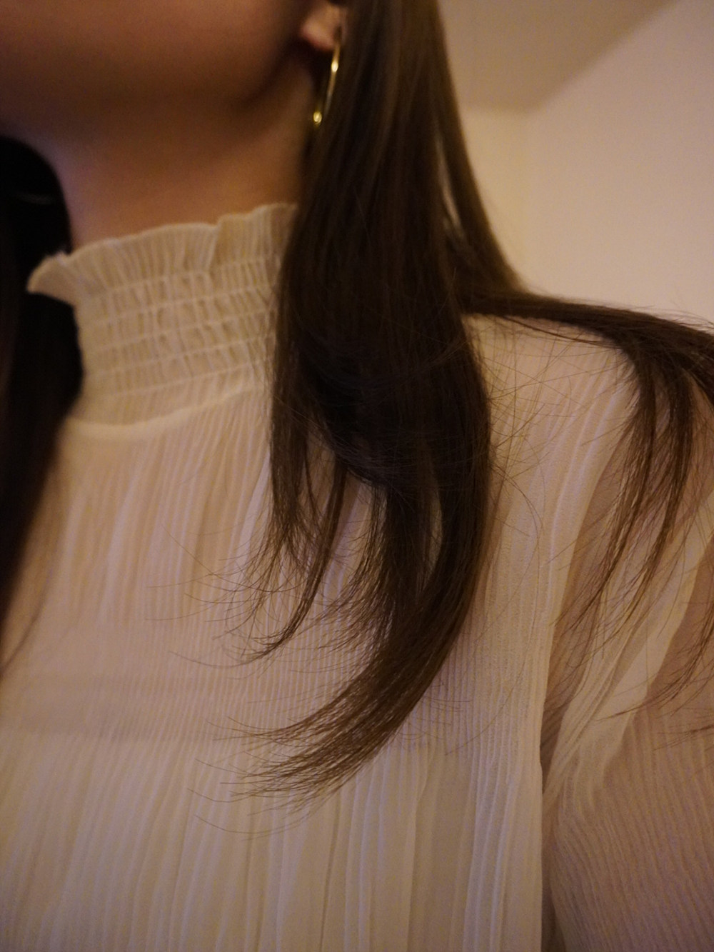 シャーリングフリルハーフネックリンクルブラウス | 詳細画像18