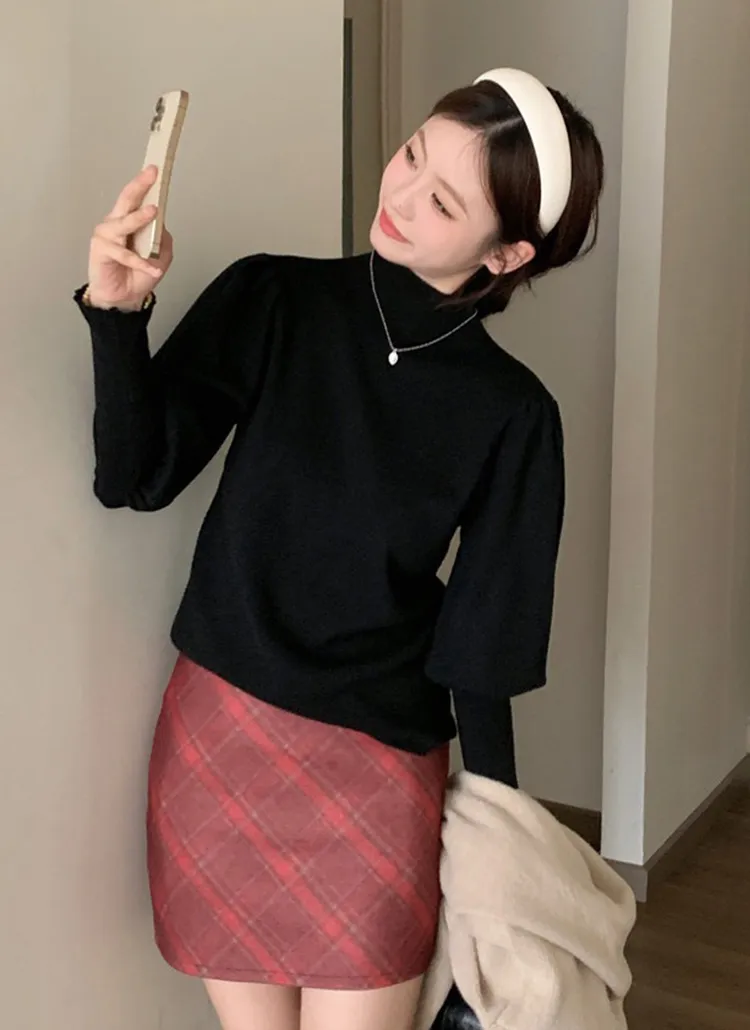 モックネックパフスリーブニット | ladyl | 詳細画像1